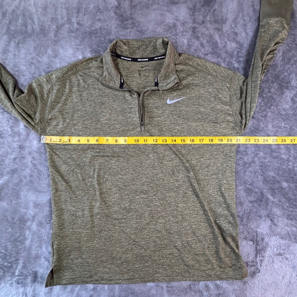 Nike Running Dri-FIT Womens Medium 1/4 Zip Pullover Olive Green Heathered Top - Picture 6 of 10
